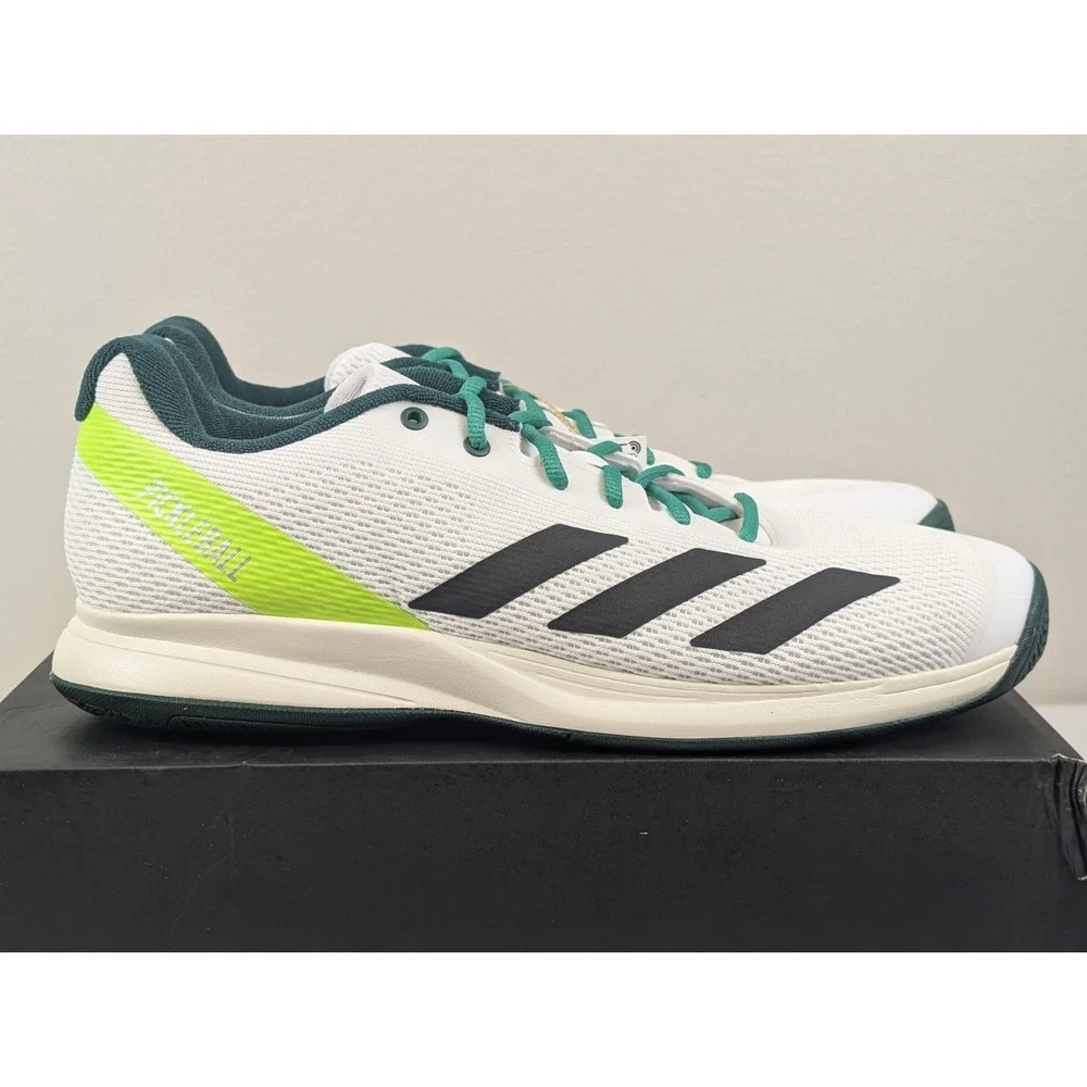 Adidas Courtflash Pickleball Mens 12 Tennis White Green Shoes Sneakers JQ0695